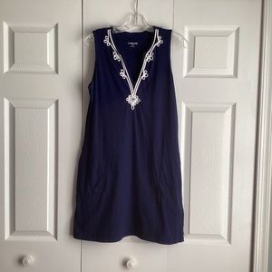 Lands’ End Sleeveless Tunic Dress/Cover-up Navy/White Size S/P (6-8)